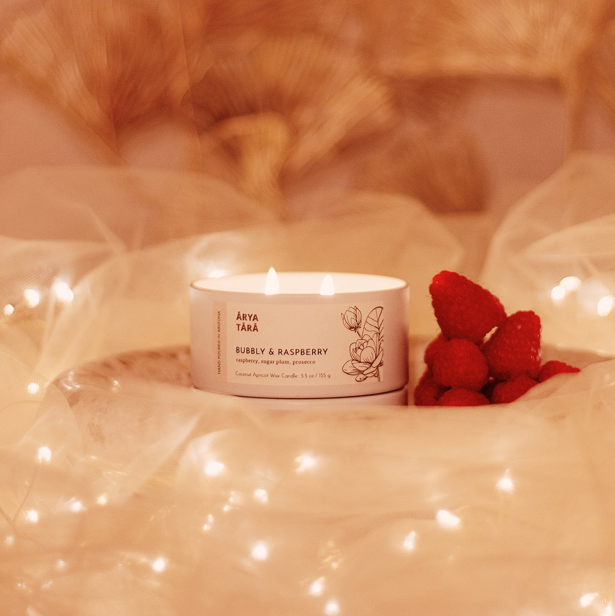 Bubbly & Raspberry Candle | Ivory Tin