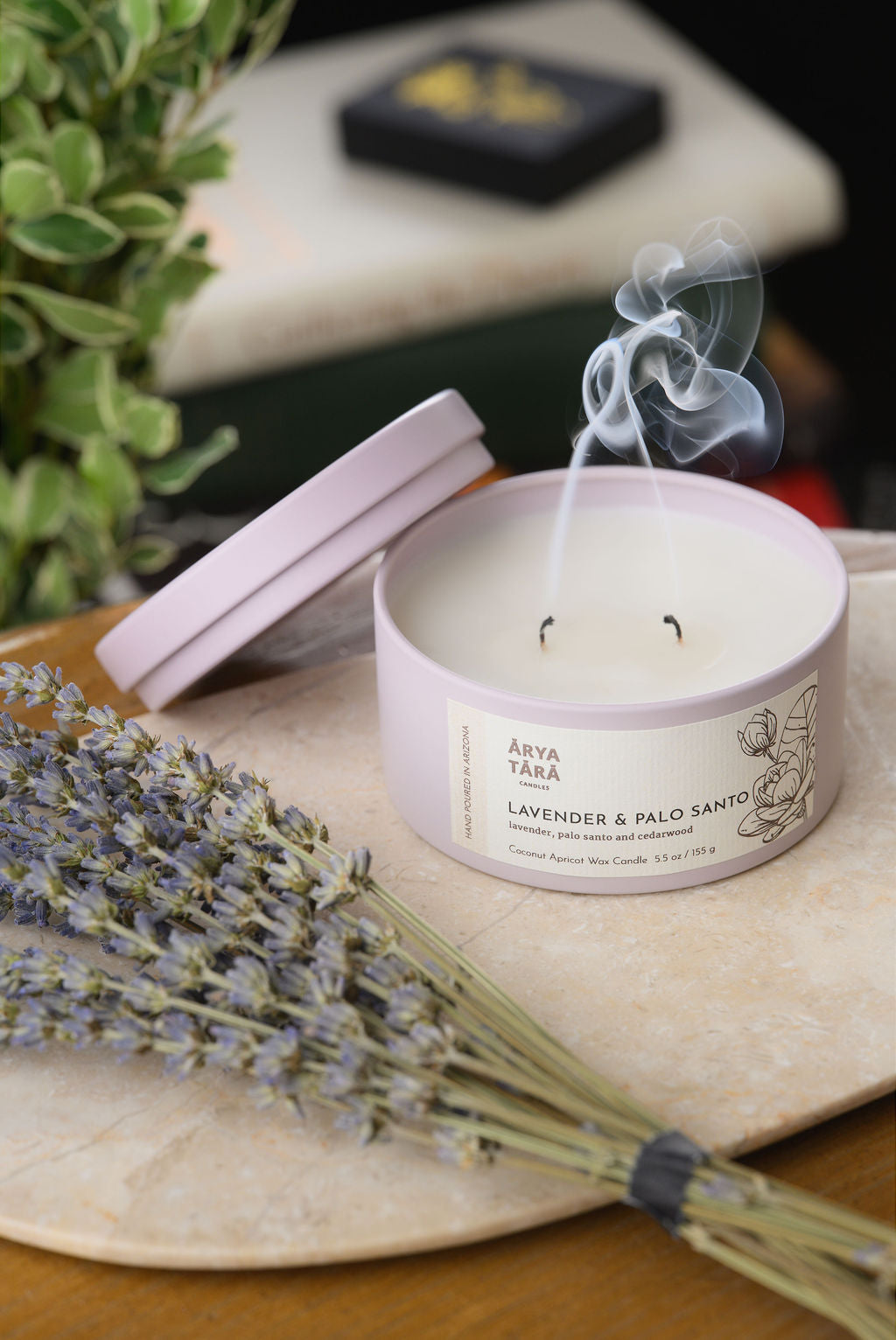 Lavender &amp; Palo Santo Candle | Lotus Tin